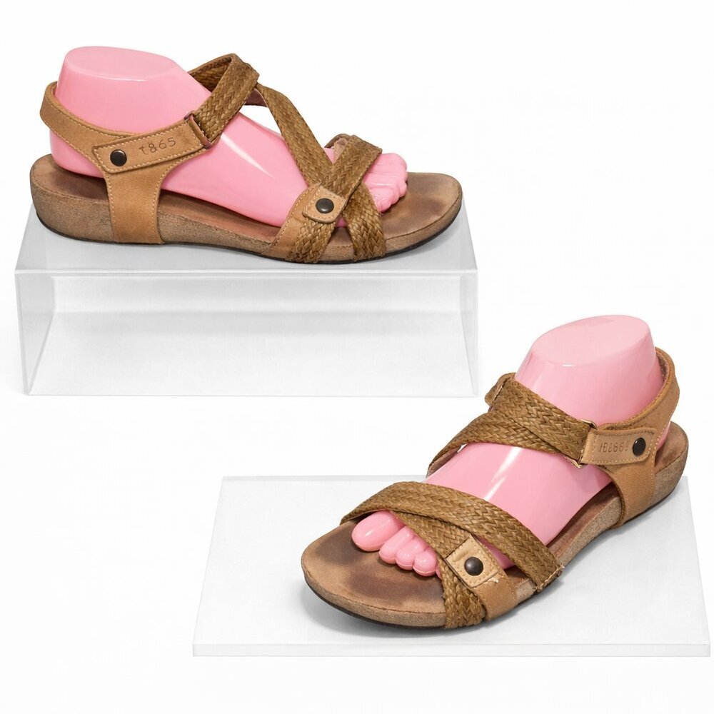 TAOS Trulie Brown Braided Leather Comfort Sandals Shoes Size 40 (US 9-9.5)